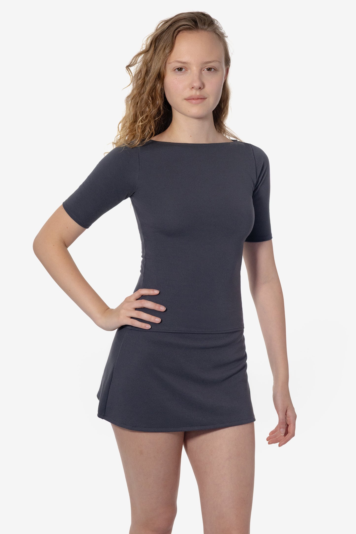 PON3446 - Ponte Half Sleeve Boatneck Top