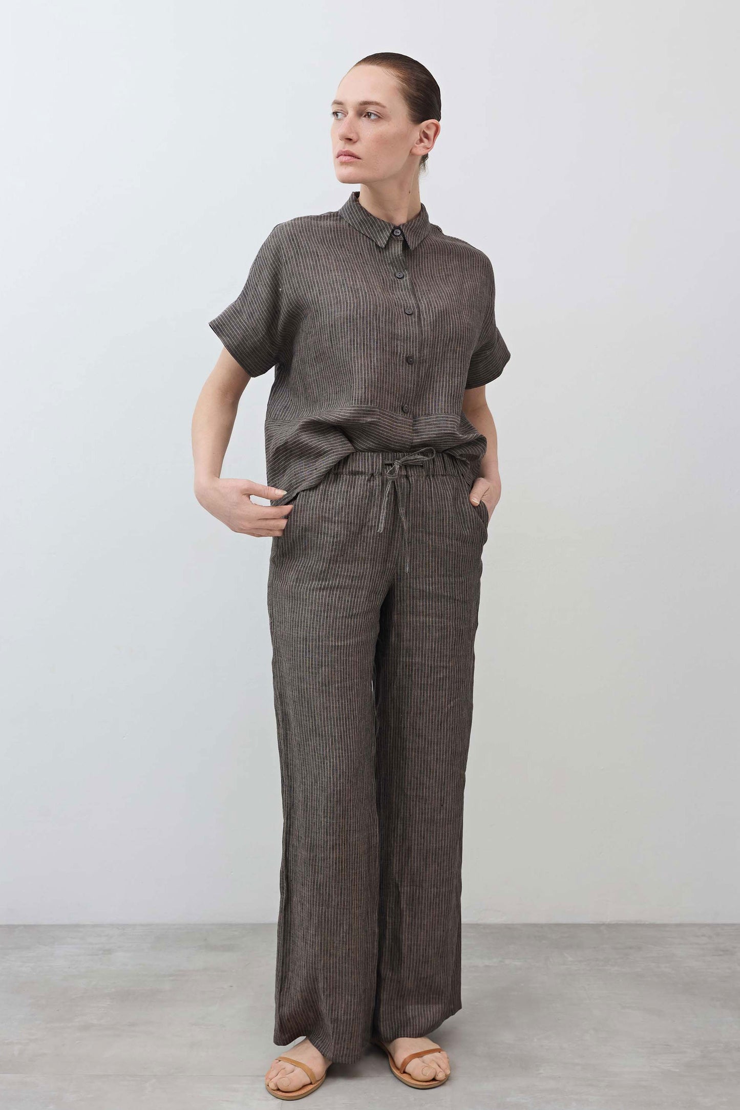 Pull-On Wide Leg Linen Pants