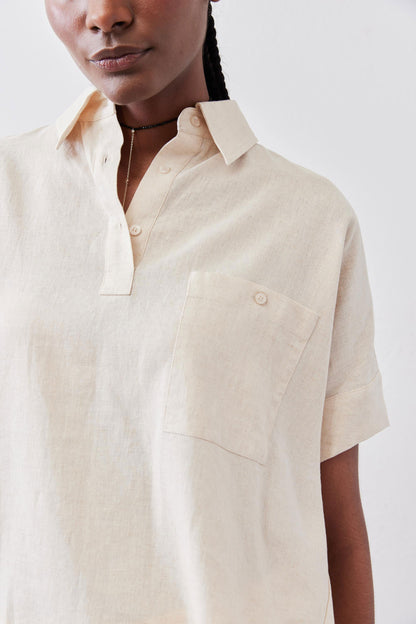 Pullover Short Sleeve Linen Blouse