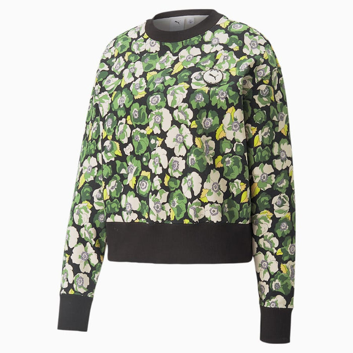 PUMA x LIBERTY Printed Crew Neck Women's Sweater - Puma Black-Flower AOP
