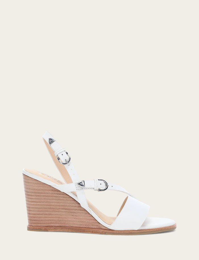 Rachel Buckle Sandal - White - Outside