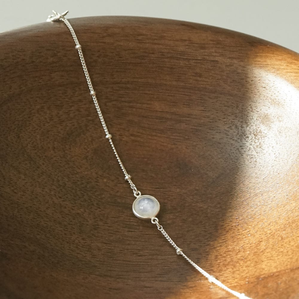 Rainbow Moonstone Healing Stone Bobble Bracelet Sterling Silver