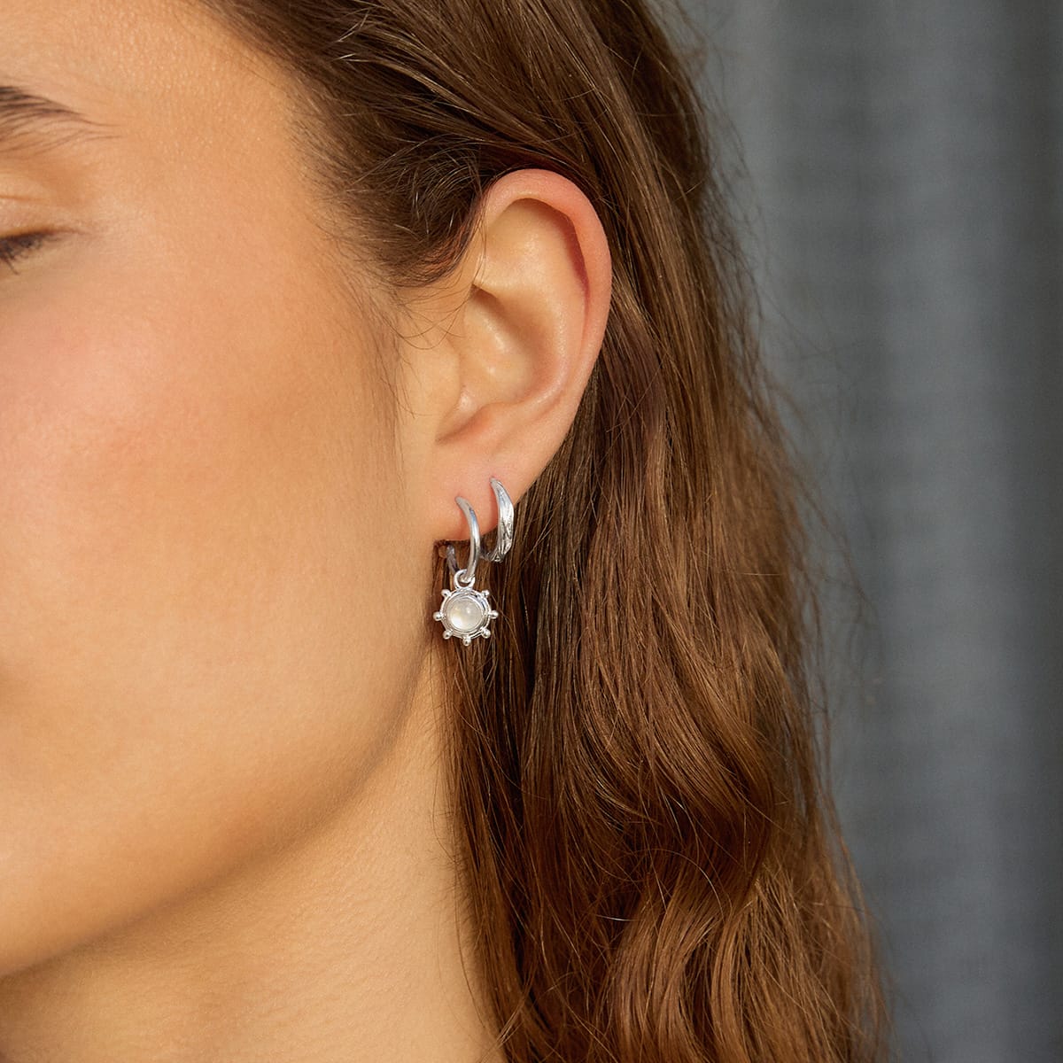 Rainbow Moonstone Healing Stone Charm Earrings Sterling Silver