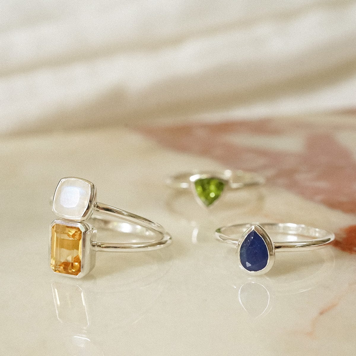 Moonstone June Birthstone Ring Sterling Silver