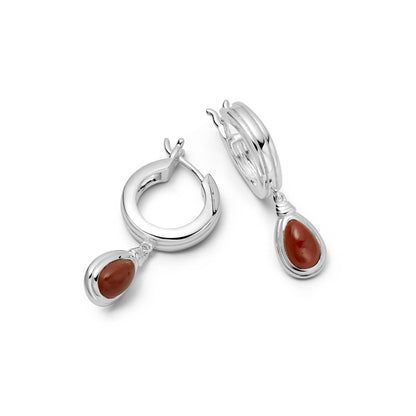 Red Jasper Pear Drop Earrings Sterling Silver
