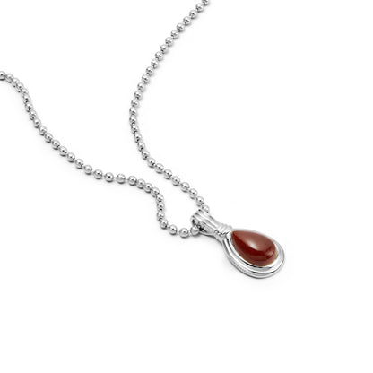 Red Jasper Pear Necklace Sterling Silver