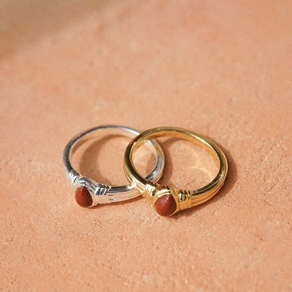 Red Jasper Pear Ring Sterling Silver
