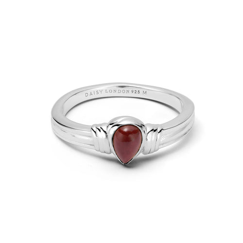 Red Jasper Pear Ring Sterling Silver