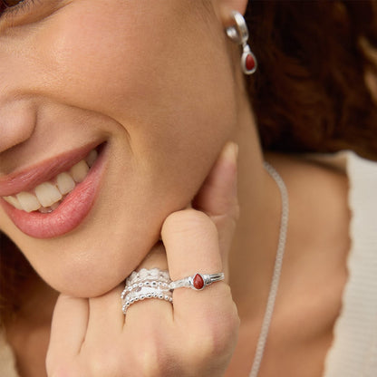 Red Jasper Pear Ring Sterling Silver