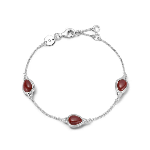 Red Jasper Triple Pear Bracelet Sterling Silver