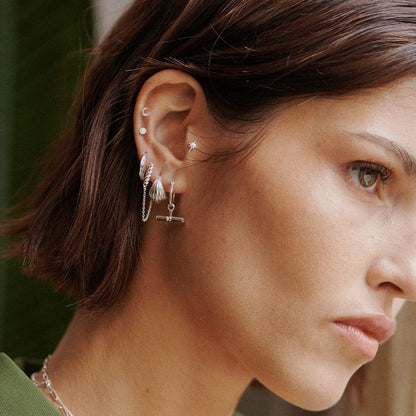 Ridged Huggie Earrings Sterling Silver