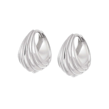 Ridged Huggie Earrings Sterling Silver
