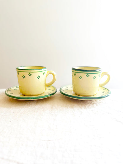 set of Rigo Stella Espresso Cup & Saucer yellow and green