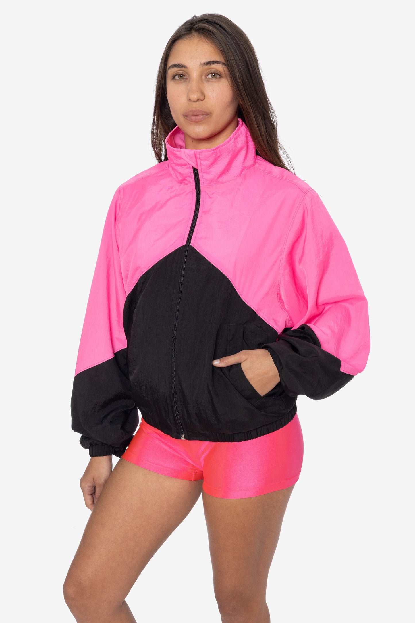 RNF555C - Nylon Crinkle Zip-Up Colorblock Windbreaker
