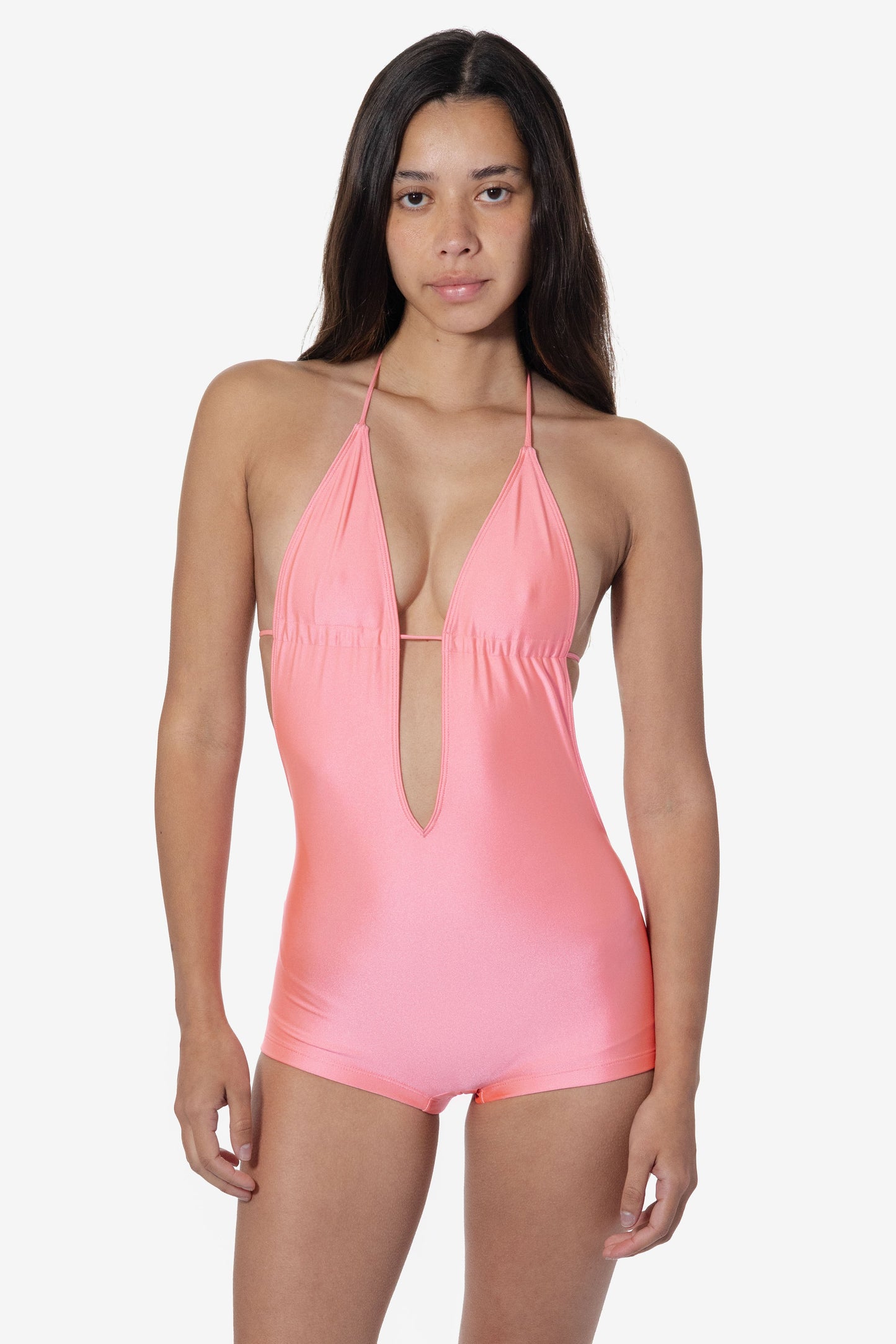 RNT306 - Nylon Tricot Maillot-V Swim Romper