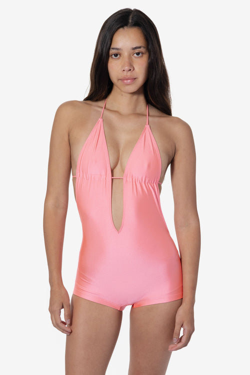 RNT306 - Nylon Tricot Maillot-V Swim Romper
