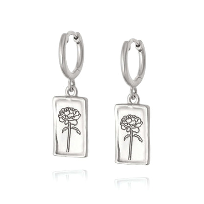 Rose Drop Earrings Sterling Silver