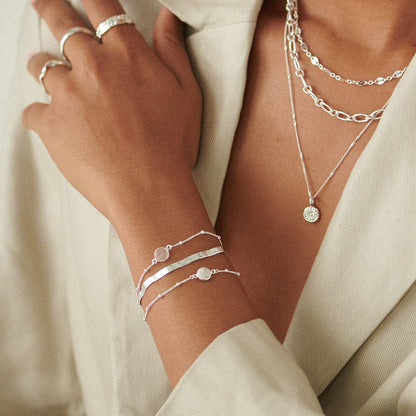 Rose Quartz Healing Stone Bobble Bracelet Sterling Silver