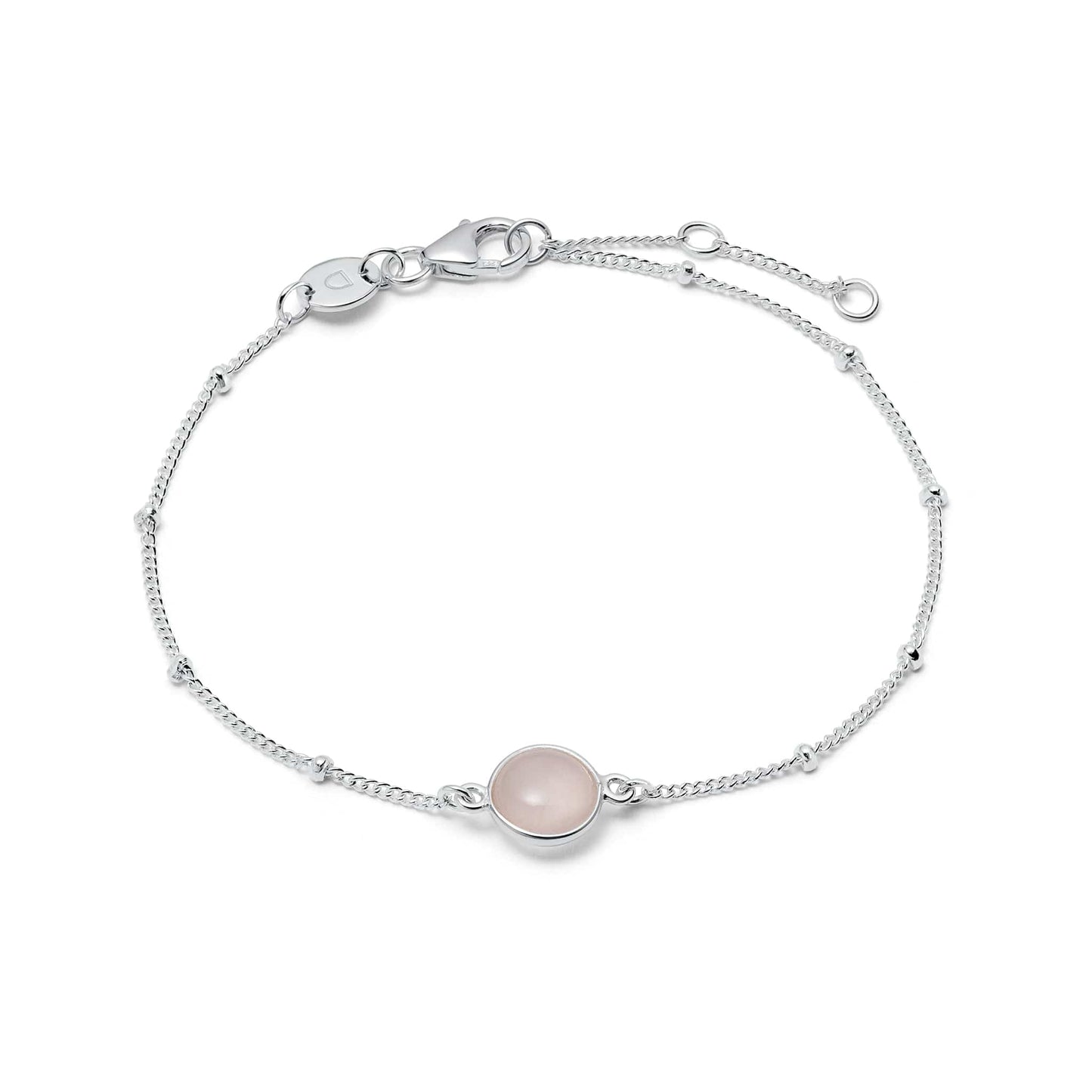 Rose Quartz Healing Stone Bobble Bracelet Sterling Silver