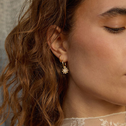 Rose Quartz Healing Stone Charm Earrings 18ct Gold Plate
