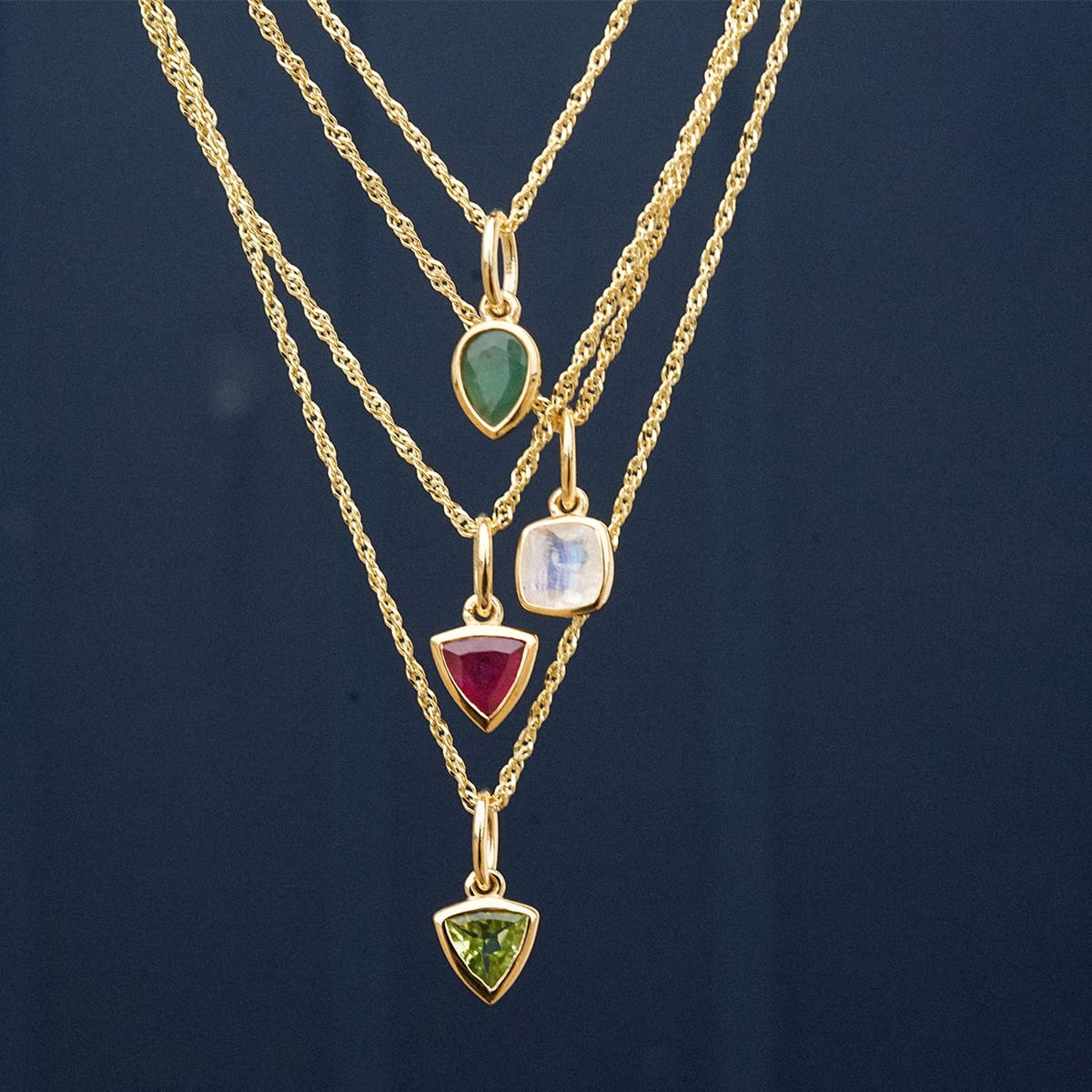 Birthstone Charm Necklace 18ct Gold Plate