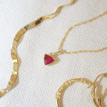 Ruby July Birthstone Charm Necklace 18ct Gold Plate