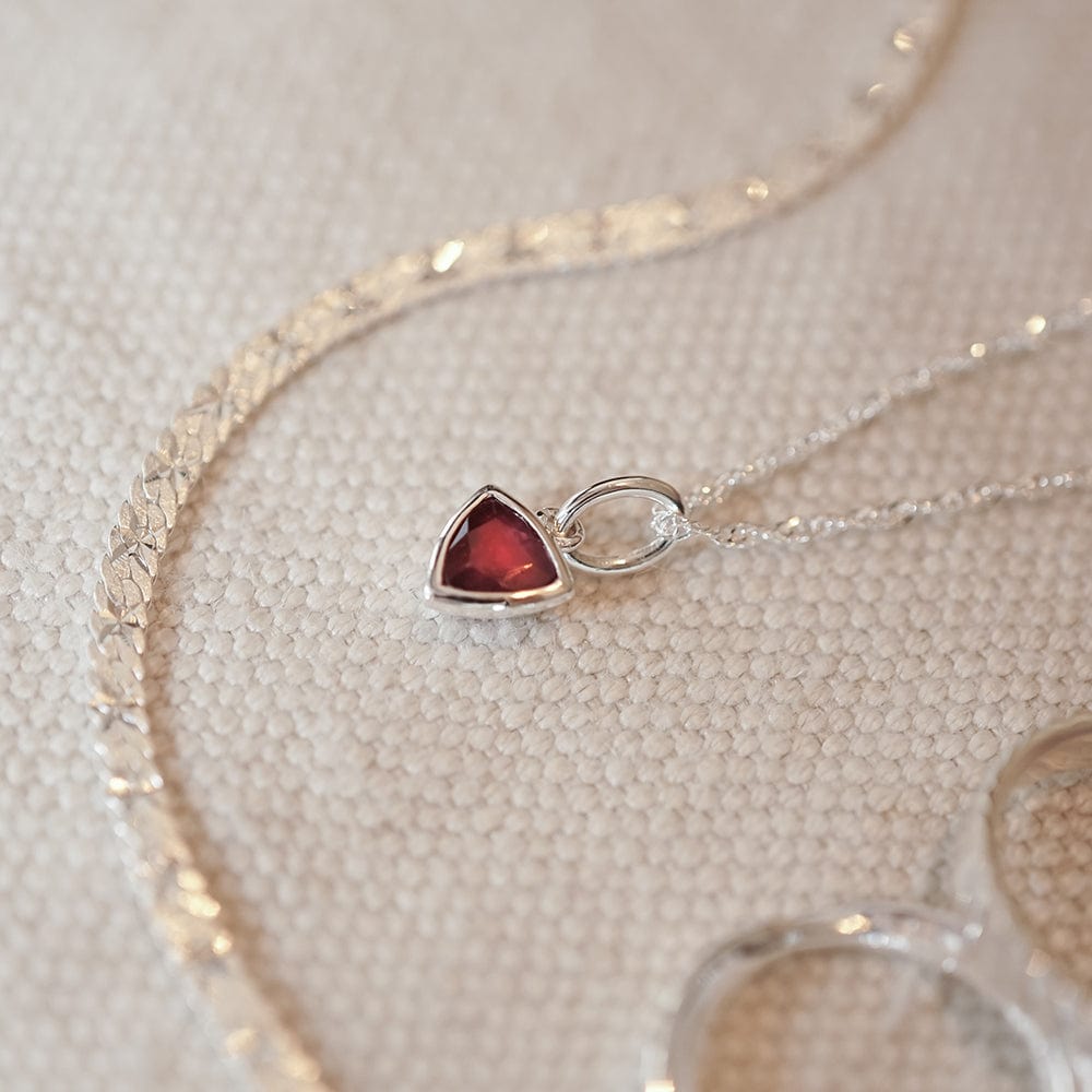 Ruby July Birthstone Charm Pendant Sterling Silver