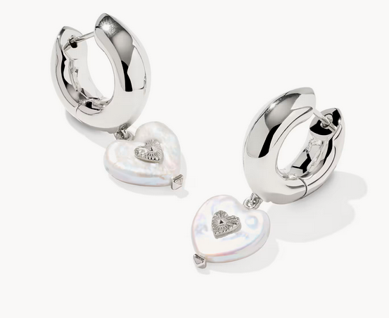 Sasha Heart Huggie Earring Freshwater Cultured Pearl Silver