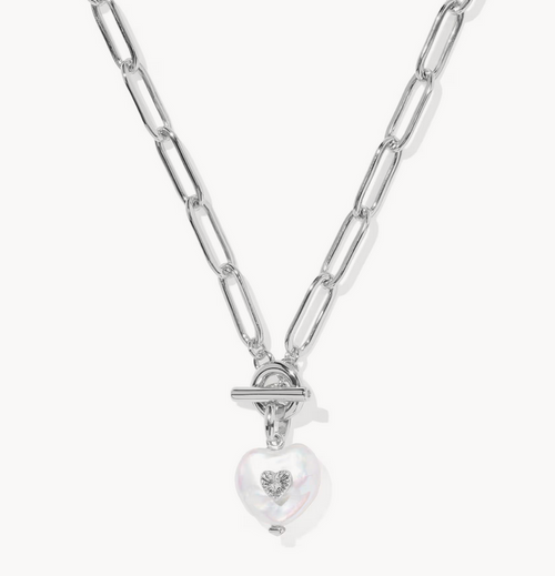 Sasha Heart Short Pendant Necklace Freshwater Cultured Pearl Silver
