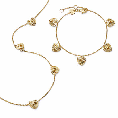 Scribble Hearts Charm Layering Set 18ct Gold Plate