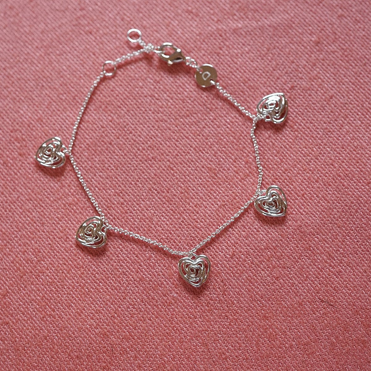 Scribble Hearts Charm Layering Set Silver Plate