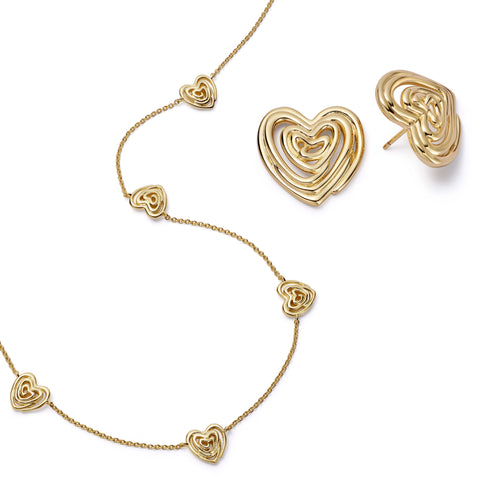 Scribble Hearts ‘Drawn To You’ Layering Set 18ct Gold Plate