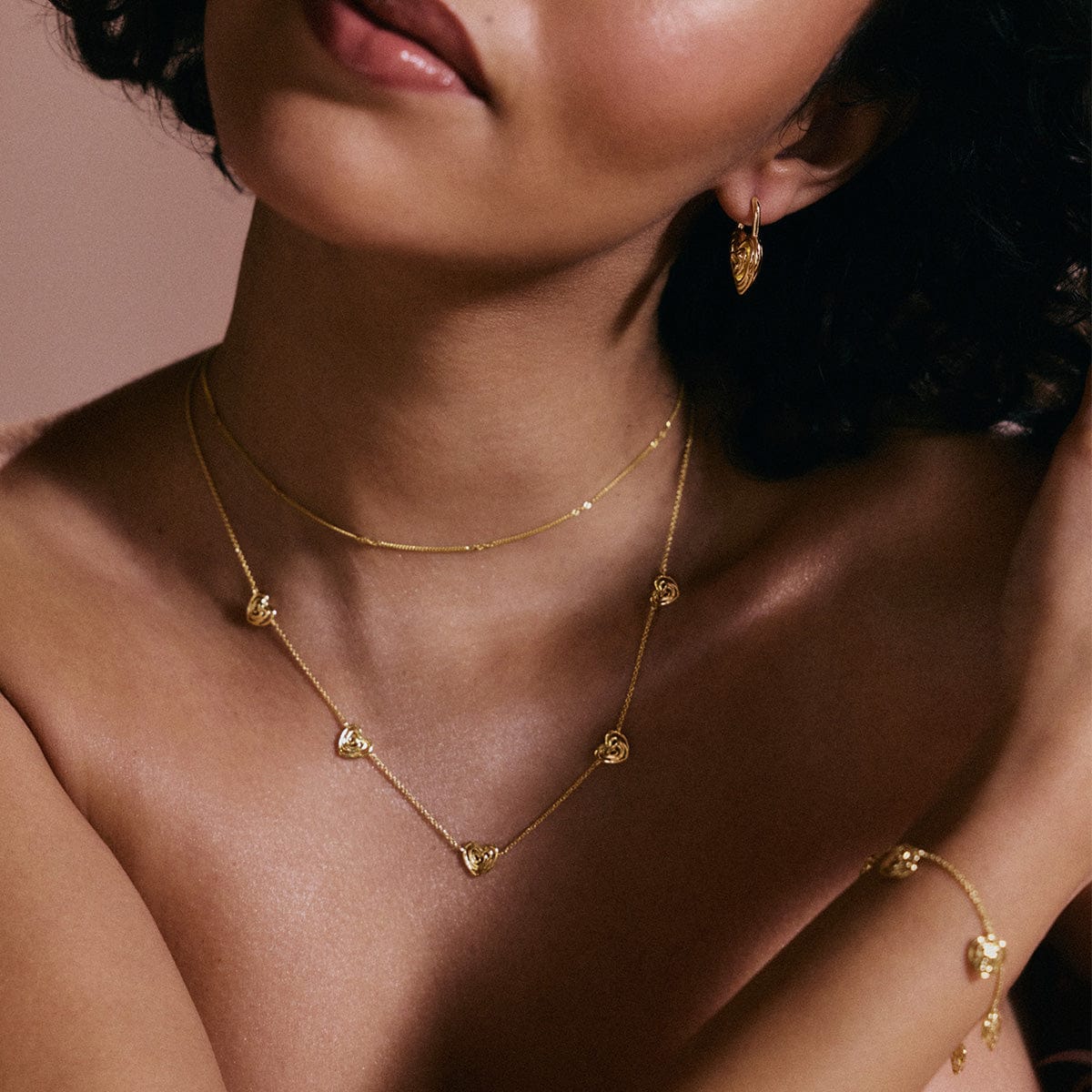 Scribble Hearts 'Locked In' Layering Set 18ct Gold Plate