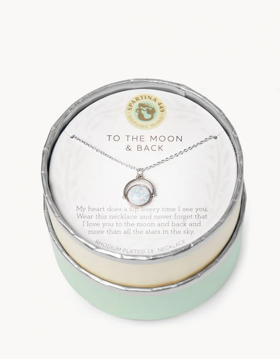 Sea La Vie Necklace 18'' To the Moon Back/Heart Flip Silver