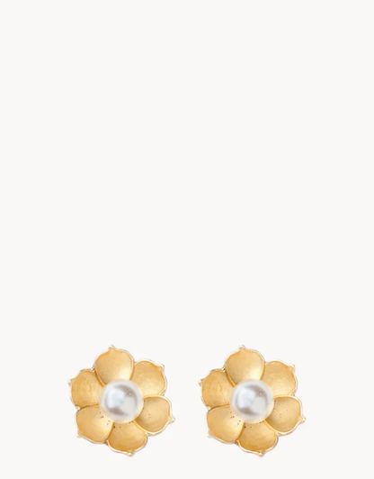 Sea La Vie Stud Earrings Bloom/Magnolia Flower Gold