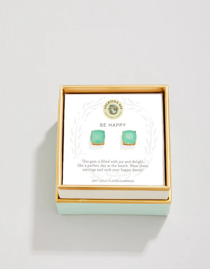 Sea La Vie Stud Earrings Happy/Sea Green Gold