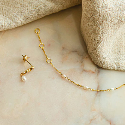 Seed Pearl Chain Bracelet 18ct Gold Plate