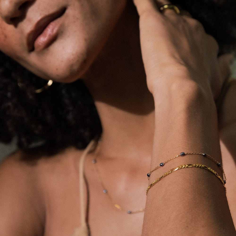 Seed Pearl Chain Bracelet 18ct Gold Plate