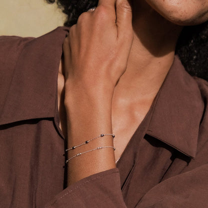 Seed Pearl Chain Bracelet Sterling Silver