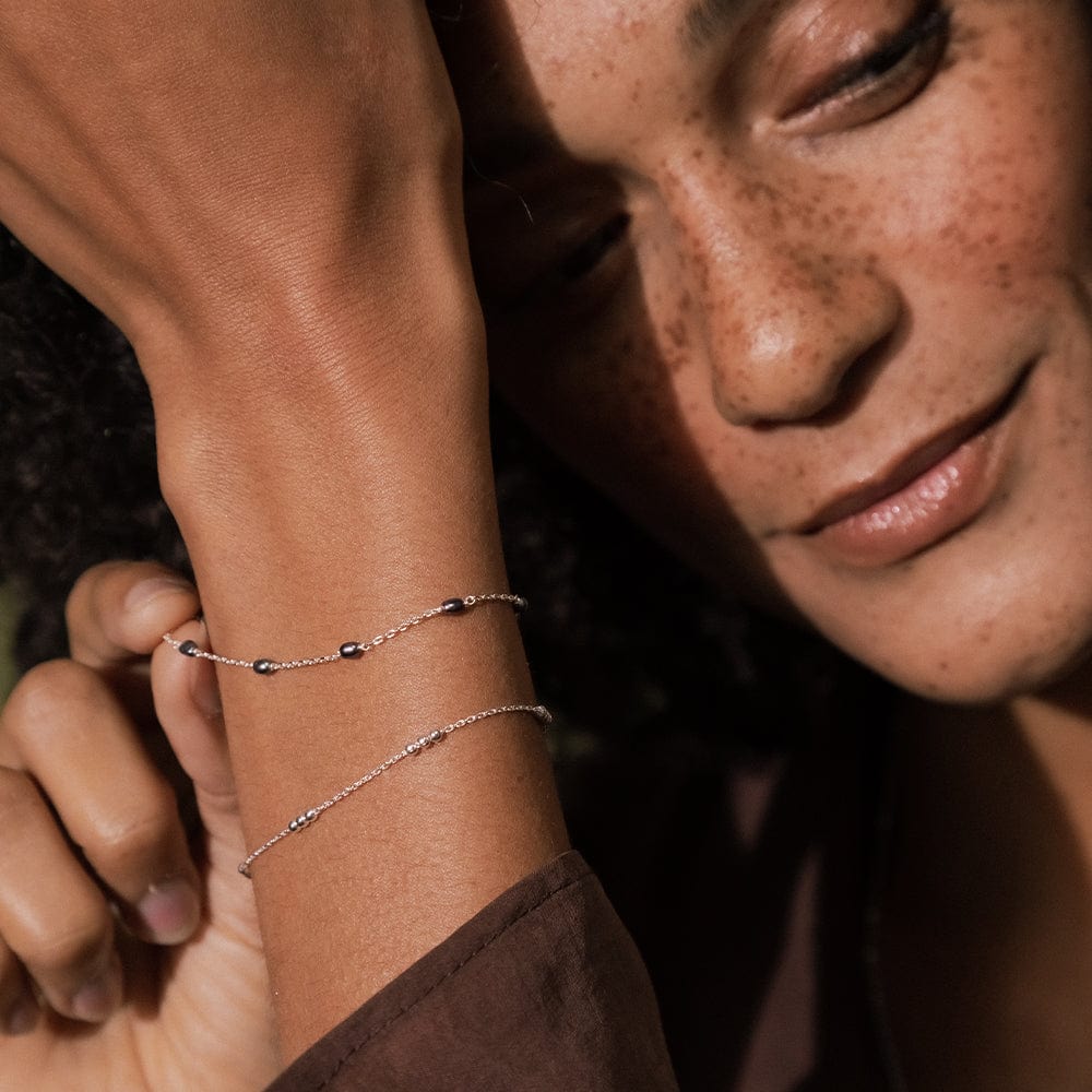 Seed Pearl Chain Bracelet Sterling Silver