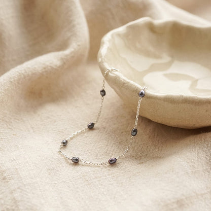 Seed Pearl Chain Bracelet Sterling Silver