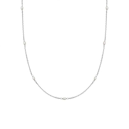 Seed Pearl Chain Necklace Sterling Silver
