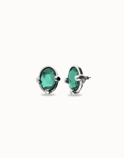 Ser Deslumbrante Oval Green Faceted Crystal Stud Earrings