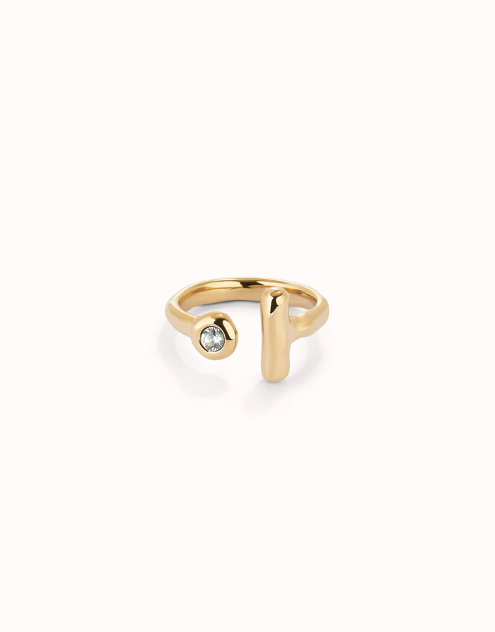 Ser Indomable Ring Gold Bar CZ Stone Size 7
