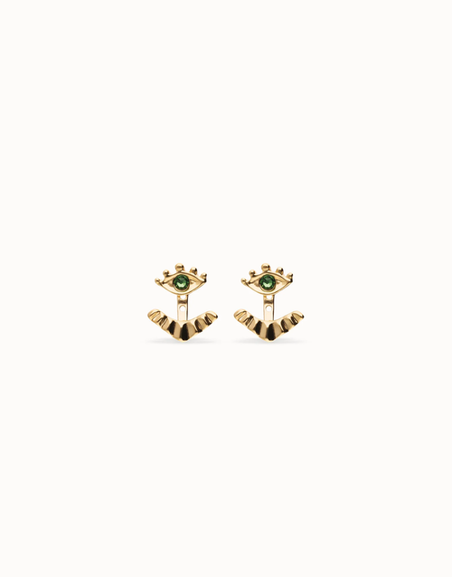 Ser Intuitiva Eye Earrings w/Green Stone and Adjustable Drop