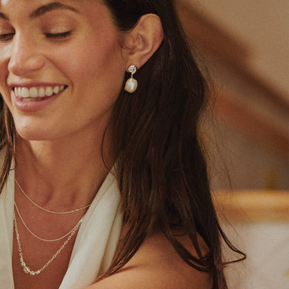 Shell Baroque Pearl Drop Earrings Sterling Silver