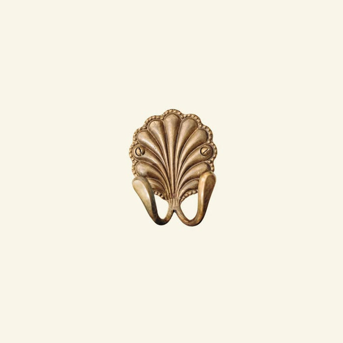 Shell Double Hook- Brass