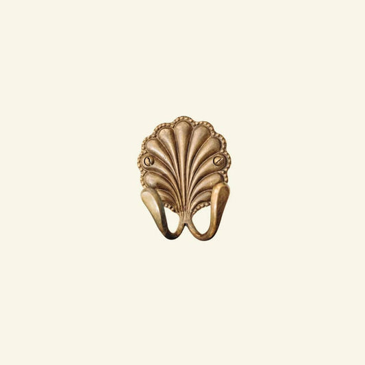 Shell Double Hook- Brass