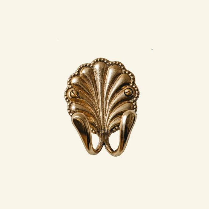 Shell Double Hook- Brass