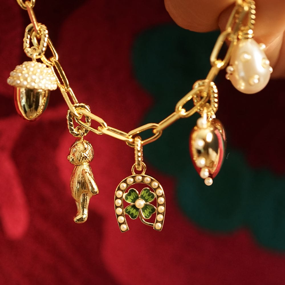 Shrimps Charm Necklace Layering Set 18ct Gold Plate